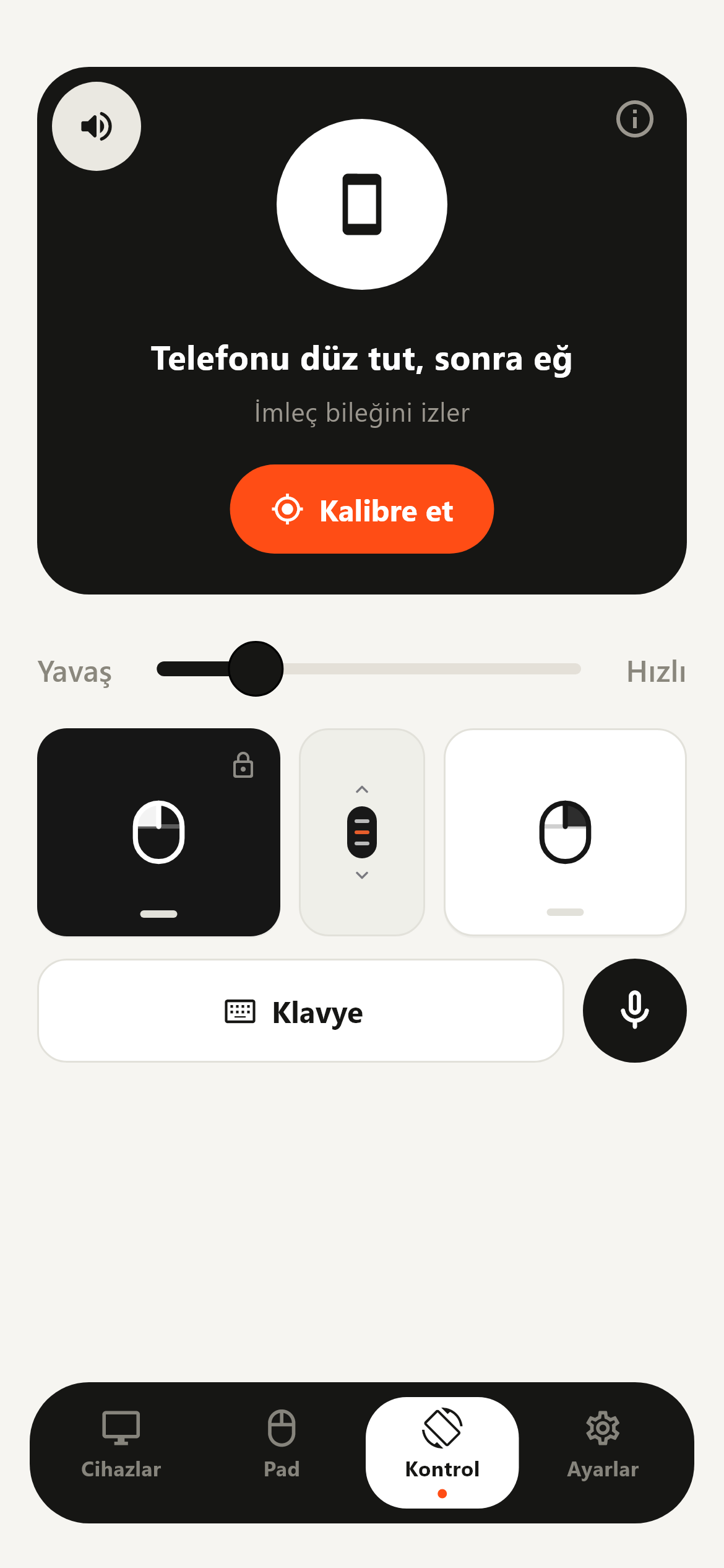 Moute hareketle kontrol ekranı